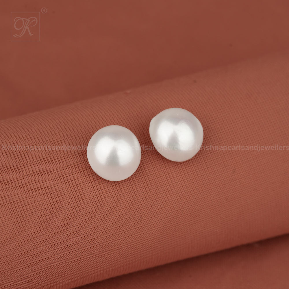 Elegant Glow Large White Pearl Stud | Krishna Pearls and Jewellers