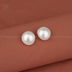 Elegant Glow Large White Pearl Stud | Krishna Pearls and Jewellers