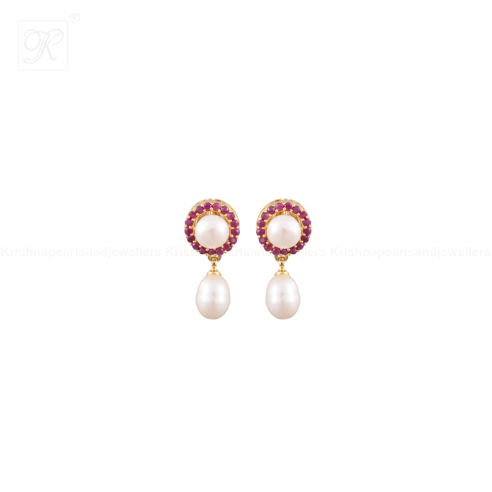 Crimson Halo Pearl Jewelry Set Freshwater | Krishna Pearls and Jewellers