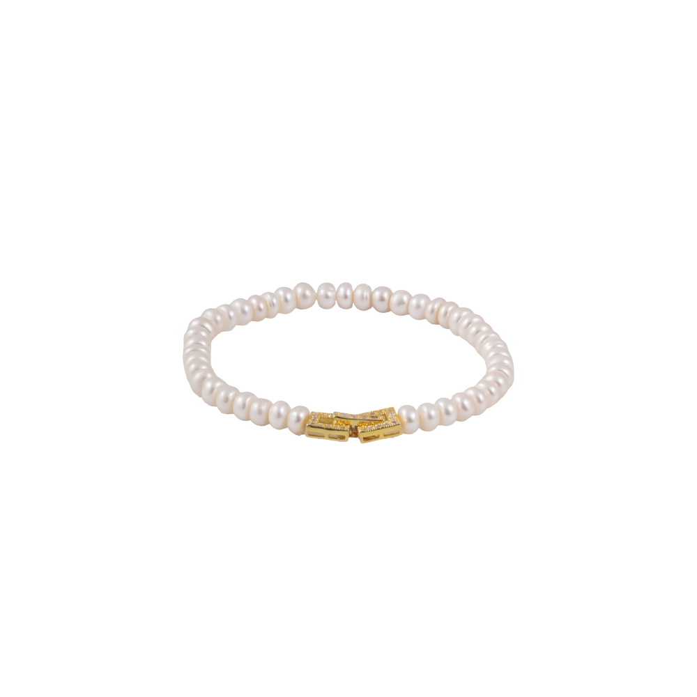 Golden Link: White Pearl Bracelet with | Krishna Pearls and Jewellers