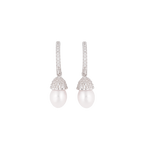 Elegant Silver Drop Earrings with CZ | Krishna Pearls and Jewellers