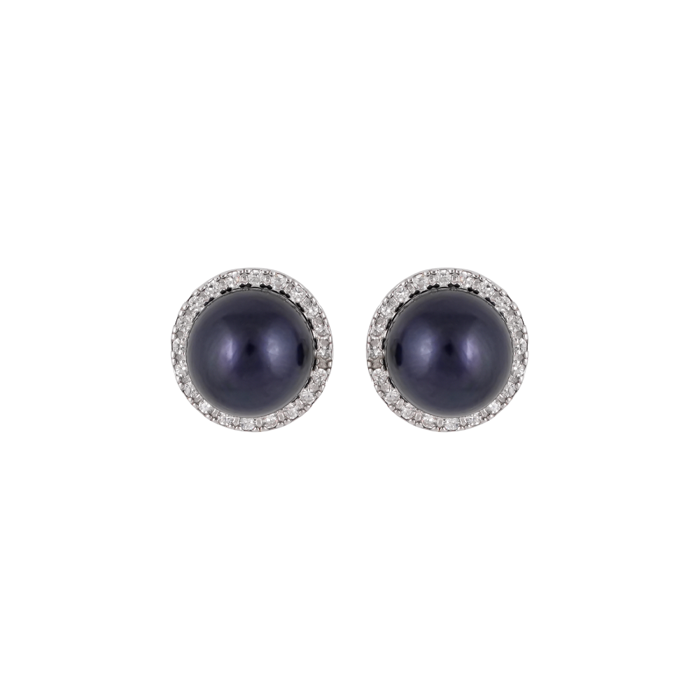 Floral-Inspired Blue CZ Stud Earrings in | Krishna Pearls and Jewellers