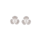 Silver Leaf studd earrings with CZ | Krishna Pearls and Jewellers