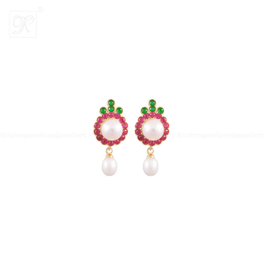 Festive Pearl & Multicolor stone Medallion | Krishna Pearls and Jewellers