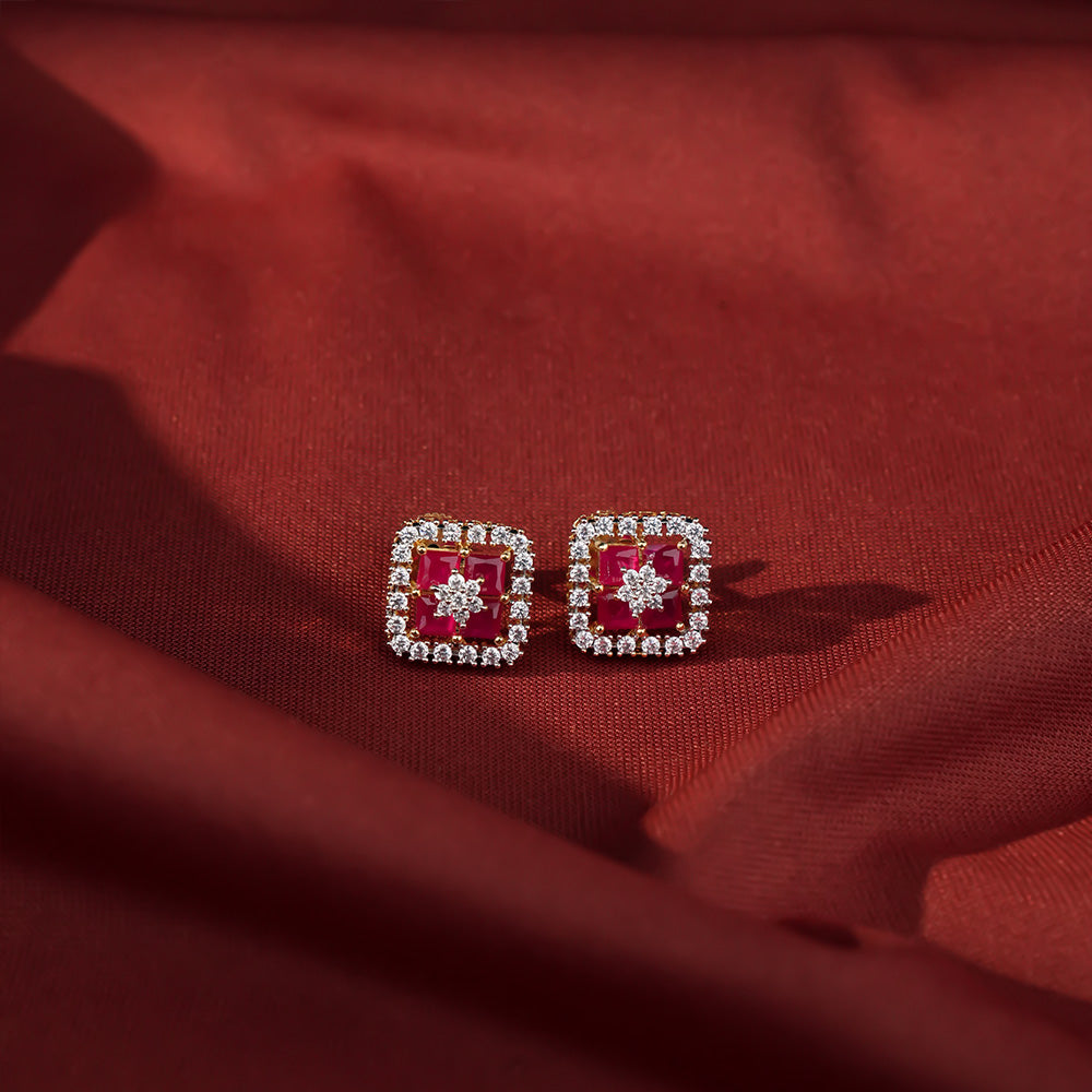 Red Crystal Square Pendant Pearl Jewelry for Women