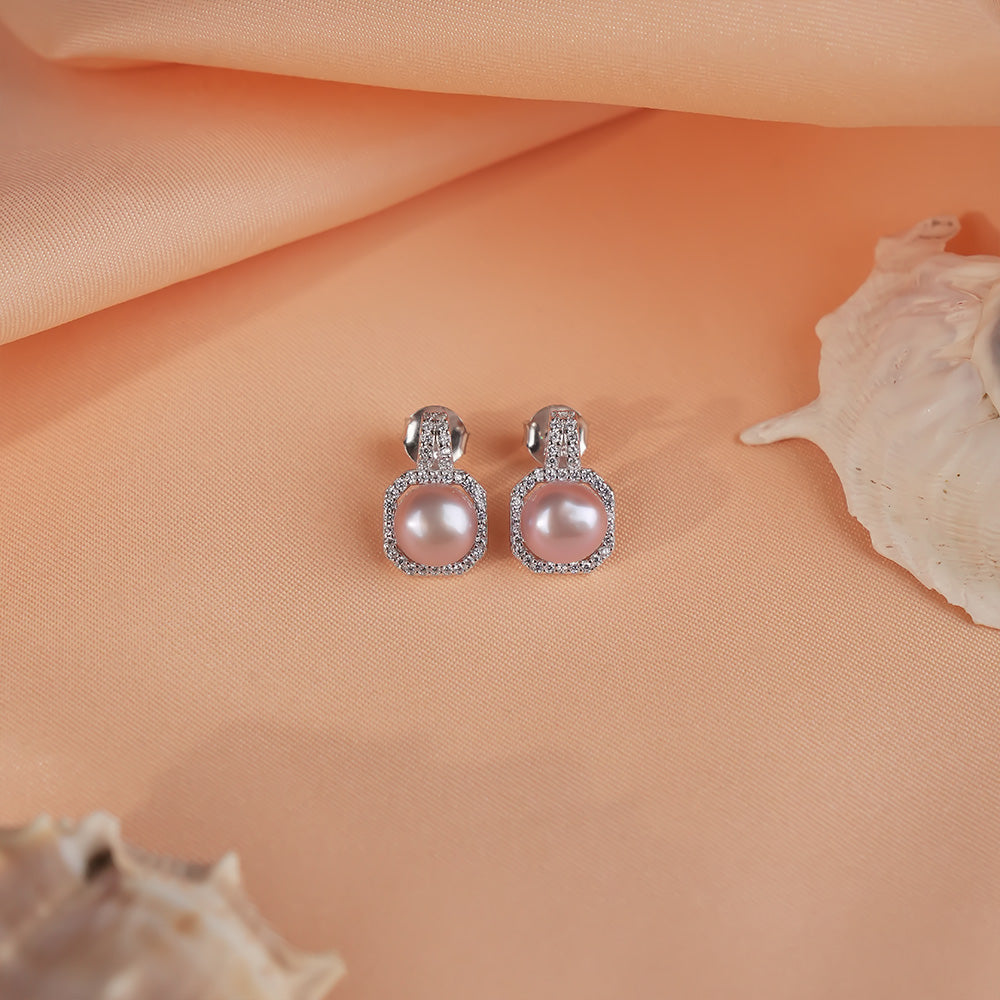 Lavender Freshwater Pearl Silver Pendant & Earrings Set