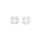Silver CZ Floral Stud Earrings with White | Krishna Pearls and Jewellers