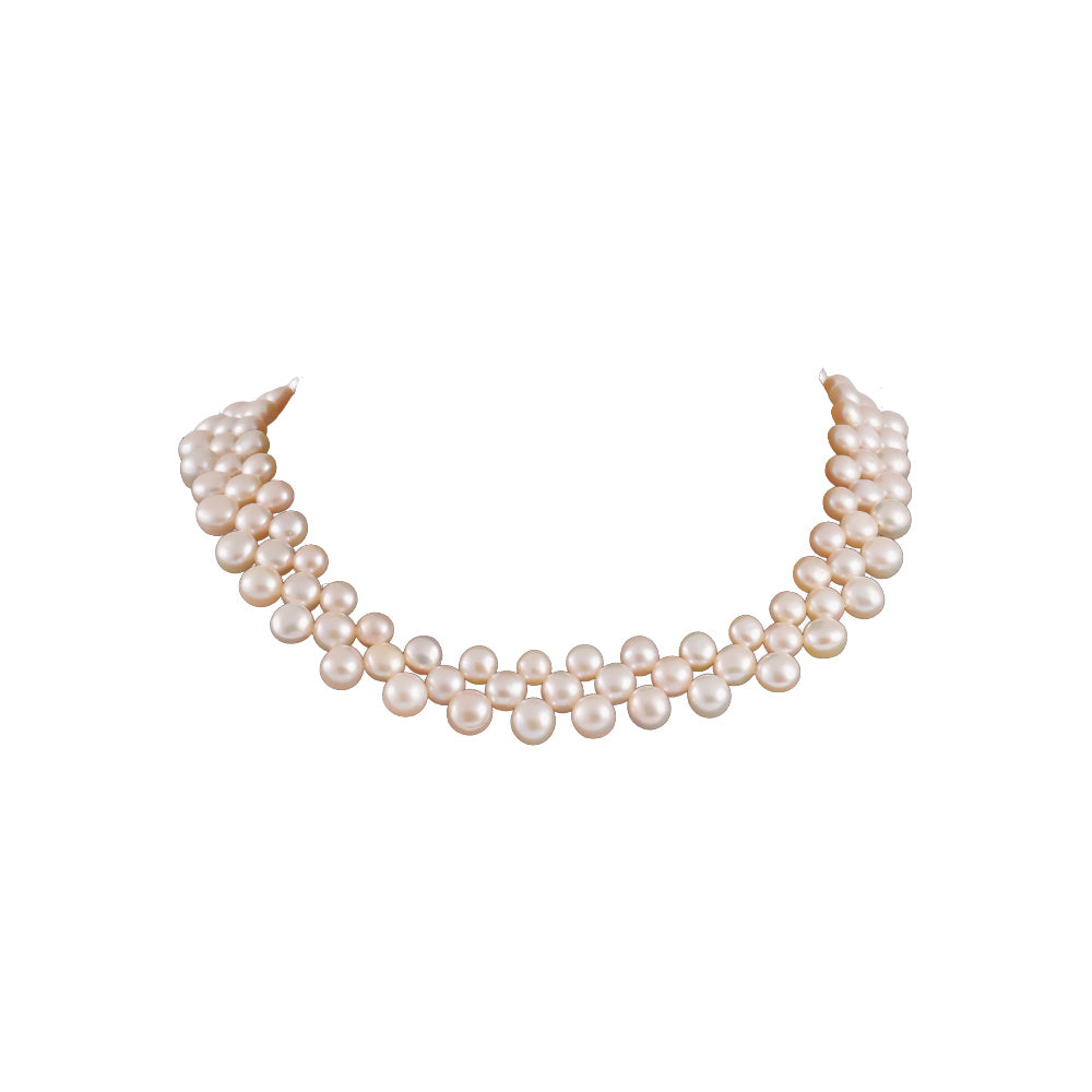 Blush Harmony Peach Pearl Woven Choker | Krishna Pearls and Jewellers