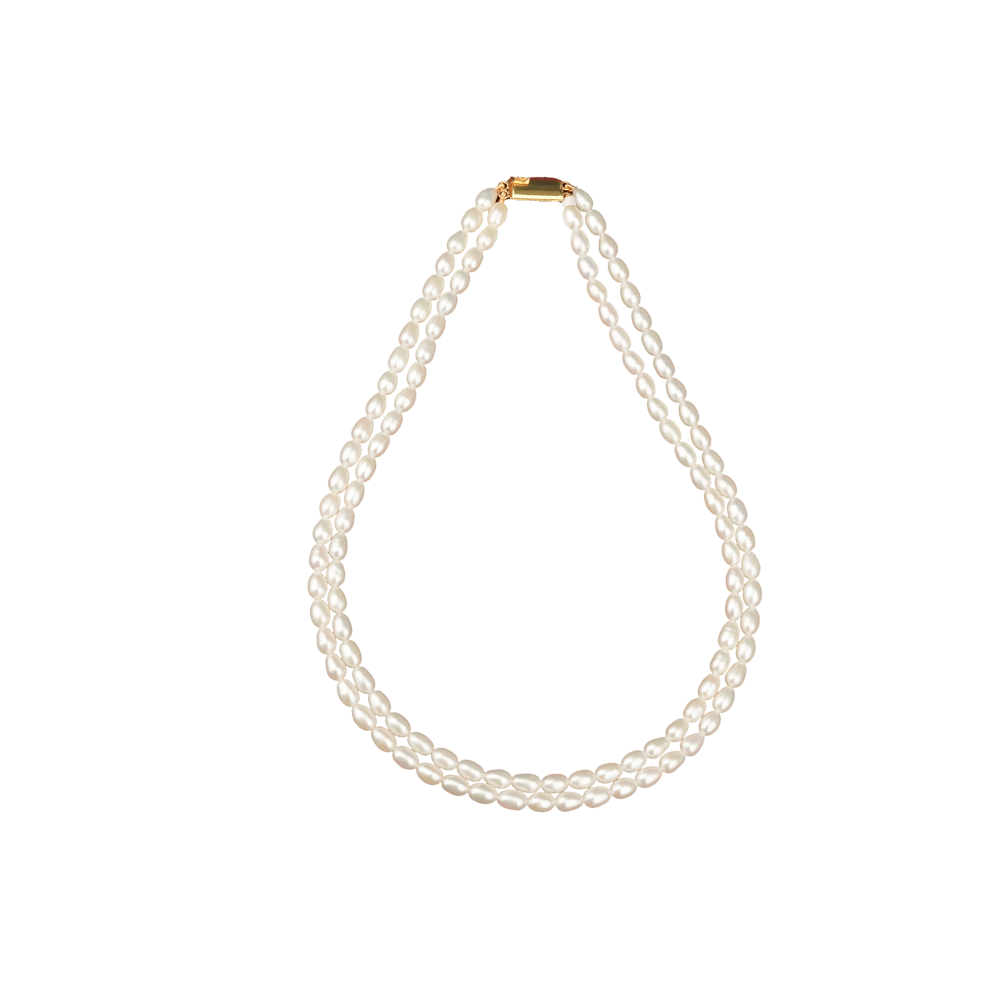 Double-Strand White Freshwater Pearl string | Krishna Pearls and Jewellers