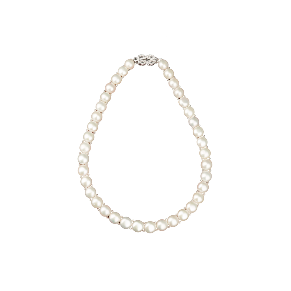 Classic Grace: White Pearl Necklace with | Krishna Pearls and Jewellers
