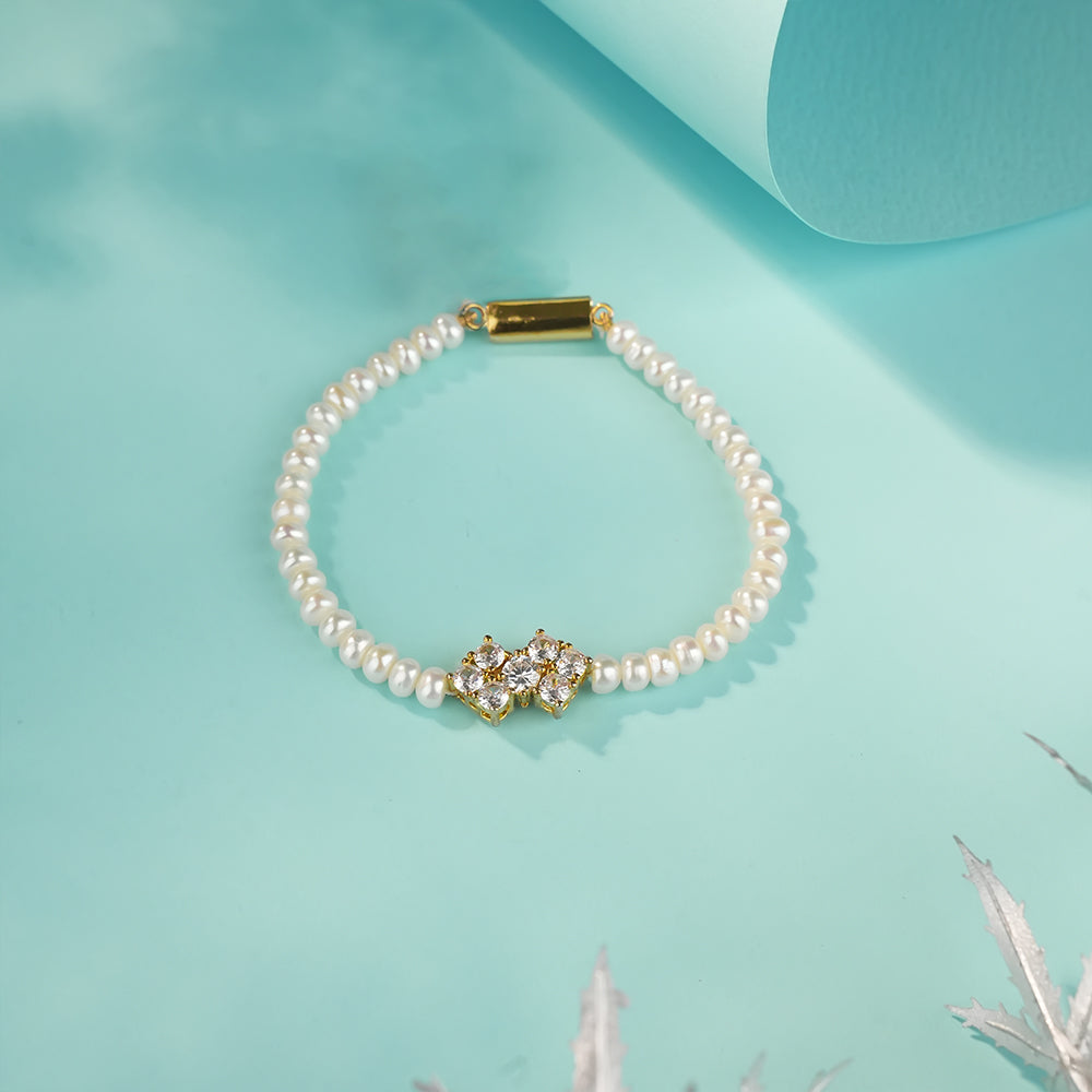 Premium Pearl Pendant Necklace with Crystal Accent Bracelet & Matching Pearl Stud Earrings | Exclusive brand Pearl Jewellery Combo set