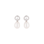 Silver Pearl with CZ Drop Earrings | Krishna Pearls and Jewellers