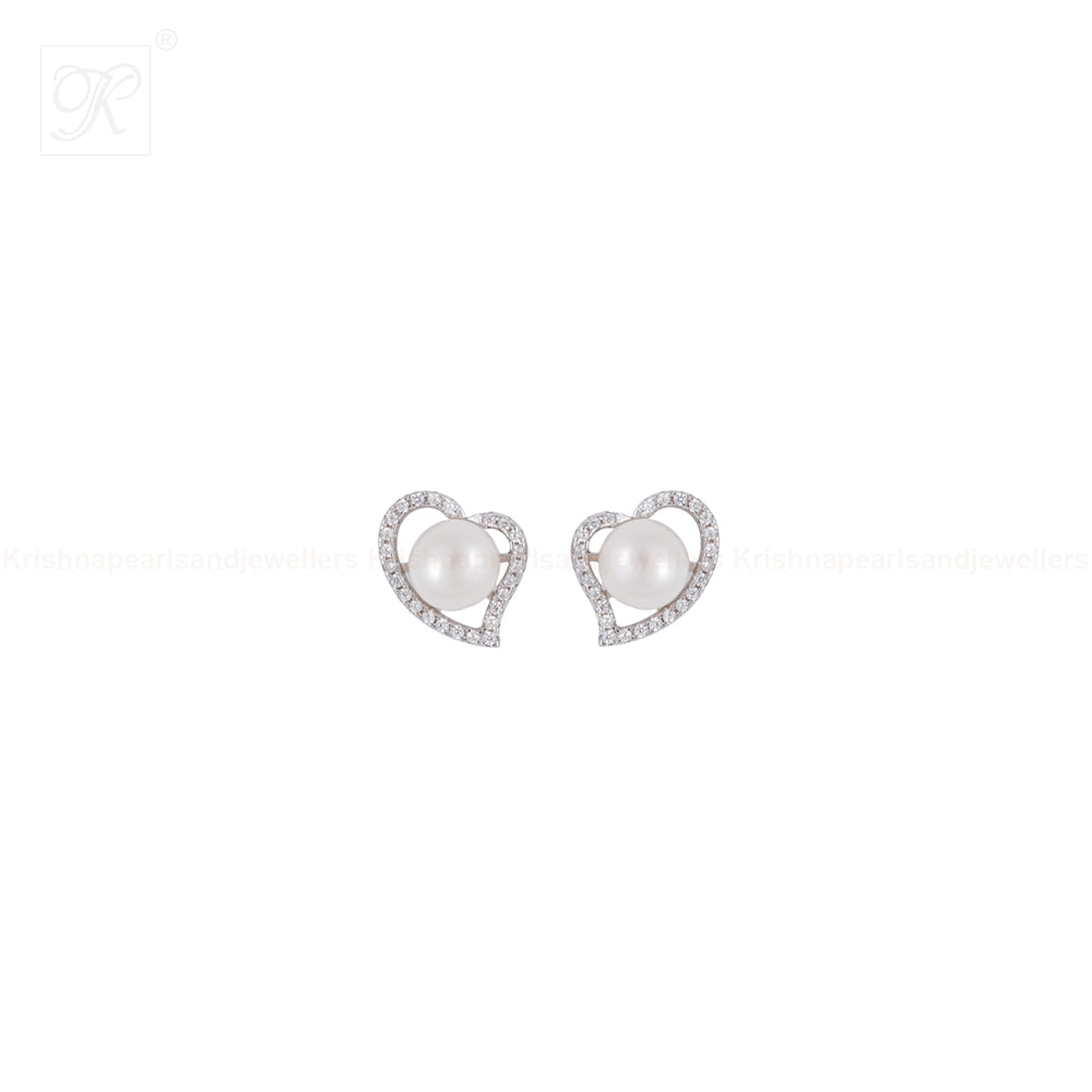 Sparkling Heart Pearl Set – CZ-Studded Love | Krishna Pearls and Jewellers