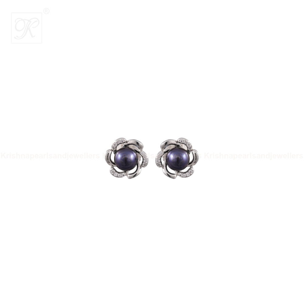 Midnight Bloom Pearl Jewelry Set Freshwater | Krishna Pearls and Jewellers
