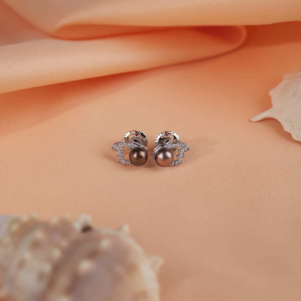 Bronze Grace Swan Pearl Set Freshwater | Krishna Pearls and Jewellers