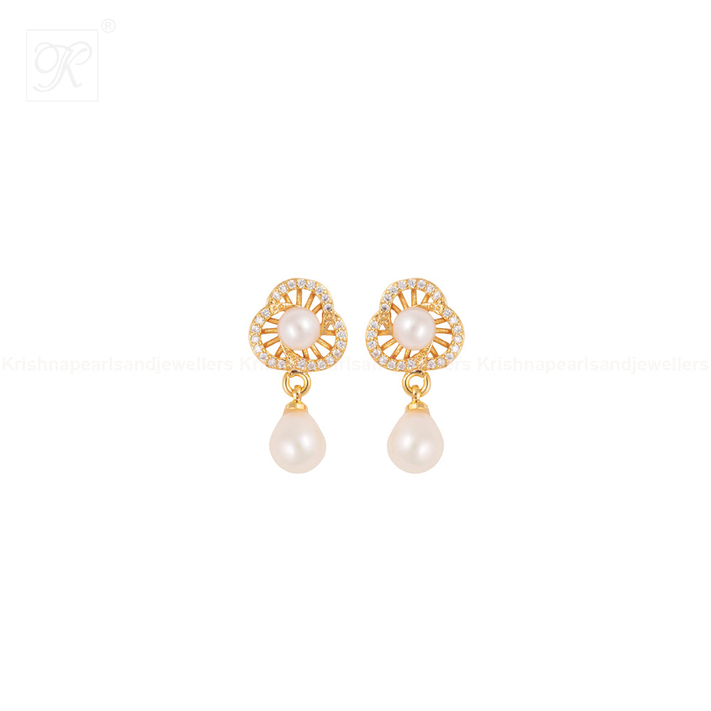 Royal Clover Pearl Drop Set Freshwater | Krishna Pearls and Jewellers