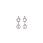 Twist Elegance CZ Pearl Drop Earrings | Krishna Pearls and Jewellers