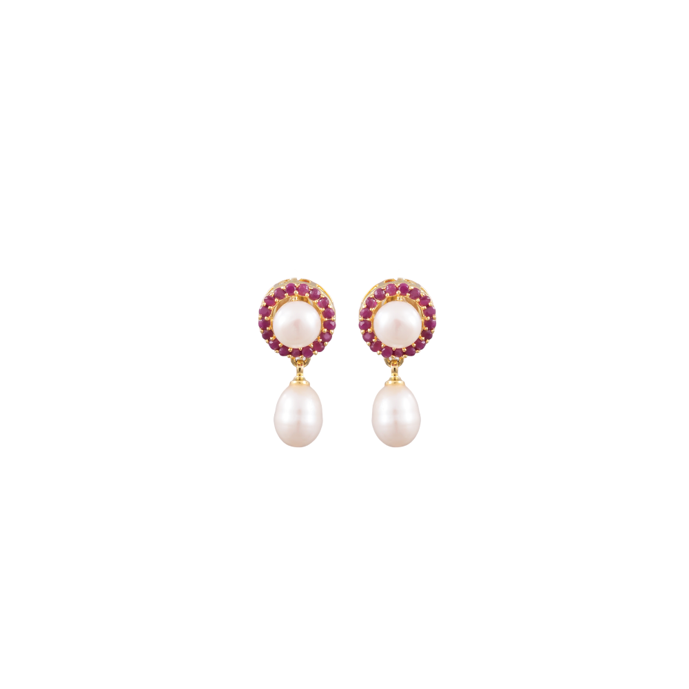 Crimson Halo Pearl Jewelry Set Freshwater | Krishna Pearls and Jewellers