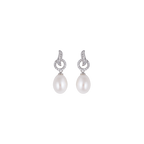 Halo Drop Pearl Earrings with CZ Accents | Krishna Pearls and Jewellers