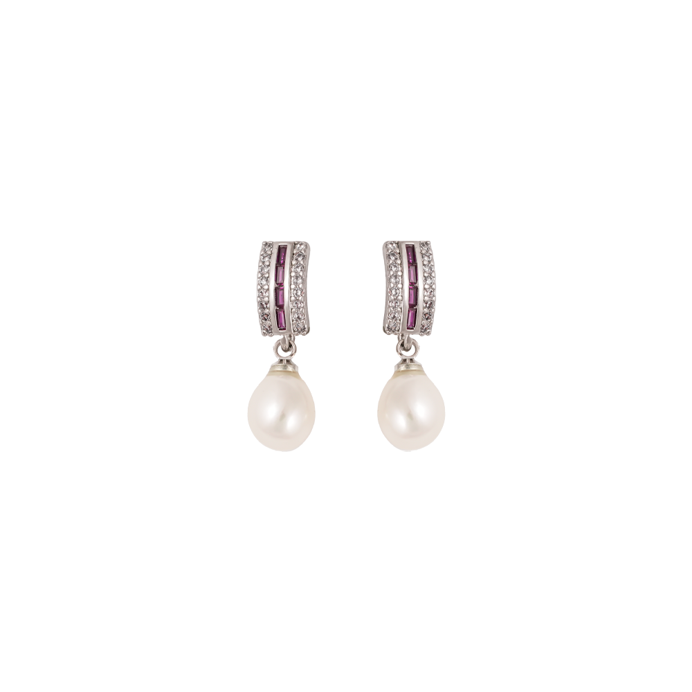 Vintage Charm White Pearl Drop Earrings | Krishna Pearls and Jewellers