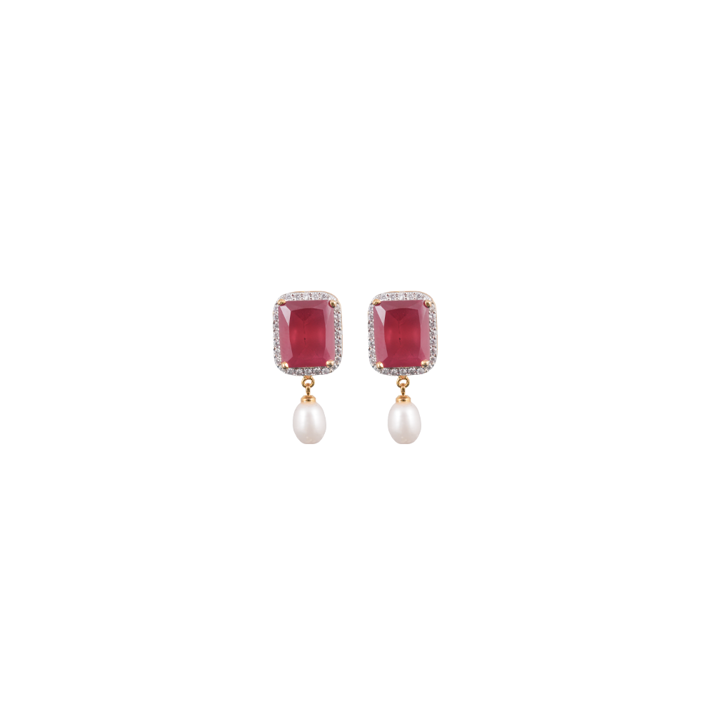 Red Stone Teardrop Pearl Choker Set | Krishna Pearls and Jewellers