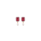 Red Stone Teardrop Pearl Choker Set | Krishna Pearls and Jewellers