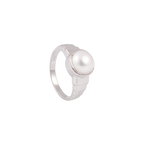 Modern Prestige: White Pearl Ring with | Krishna Pearls and Jewellers