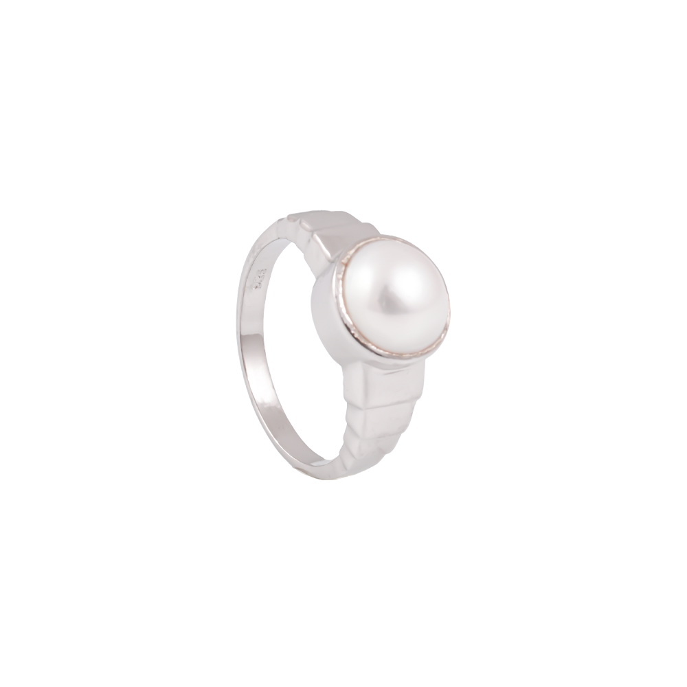 Modern Prestige: White Pearl Ring with | Krishna Pearls and Jewellers
