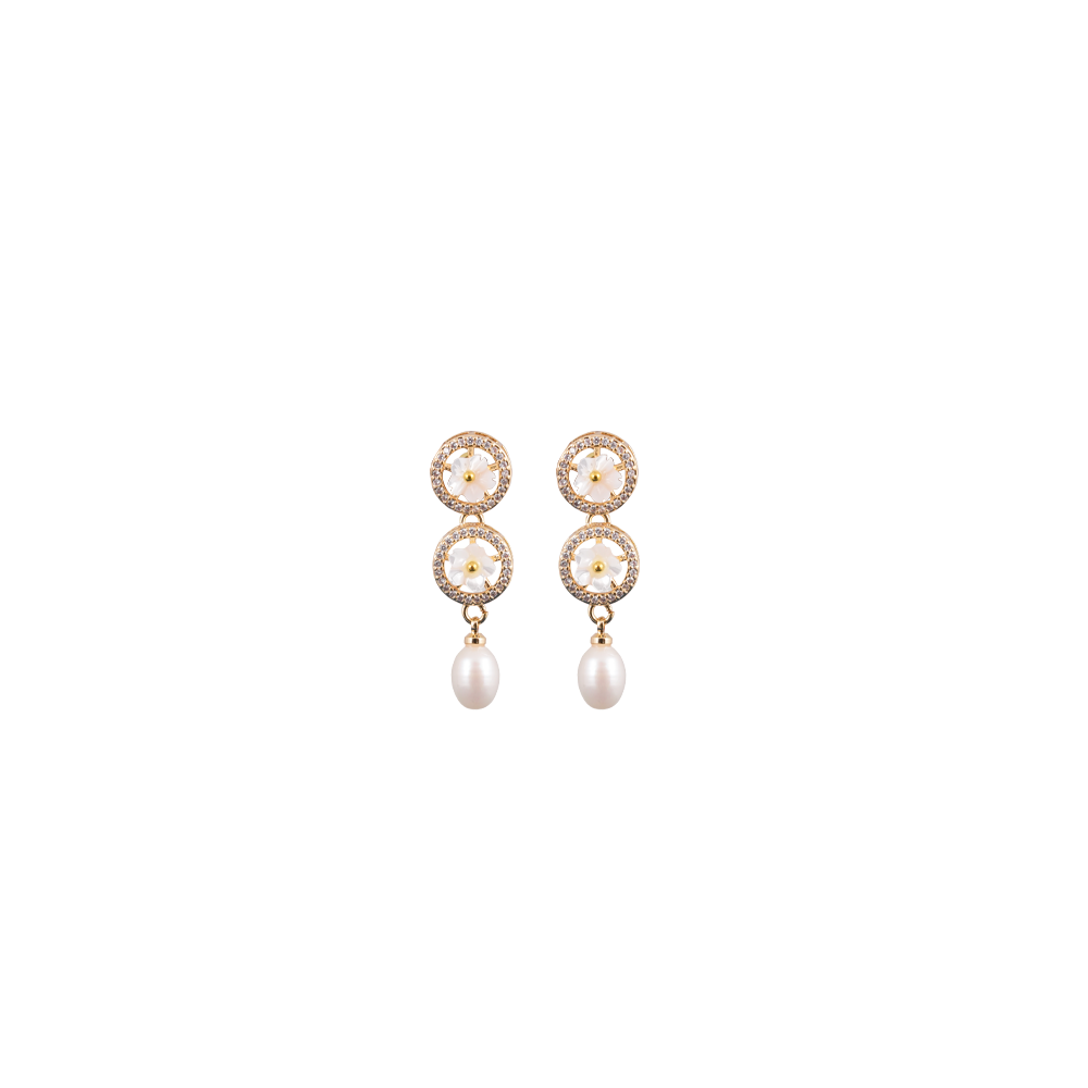 Delicate Crystal Bloom & Pearl Drop Jewelry | Krishna Pearls and Jewellers