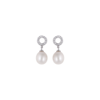 Classic Pearl Drop Studs with sparkling CZ | Krishna Pearls and Jewellers