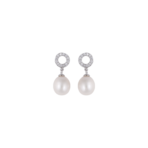 Classic Pearl Drop Studs with sparkling CZ | Krishna Pearls and Jewellers