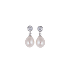 Sparkling CZ Teardrop Pearl Earrings | Krishna Pearls and Jewellers