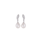 Blush Pearl Drop Earrings with Twisted CZ | Krishna Pearls and Jewellers