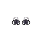 Black Pearl CZ Blossom Stud Earrings | Krishna Pearls and Jewellers