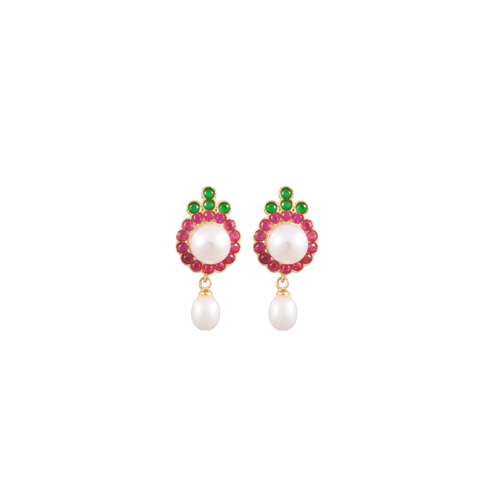 Festive Pearl & Multicolor stone Medallion | Krishna Pearls and Jewellers