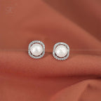 Classic Pearl Stud Earrings with Silver and | Krishna Pearls and Jewellers
