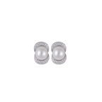 Radiant Embrace Pearl Stud Earrings with CZ | Krishna Pearls and Jewellers