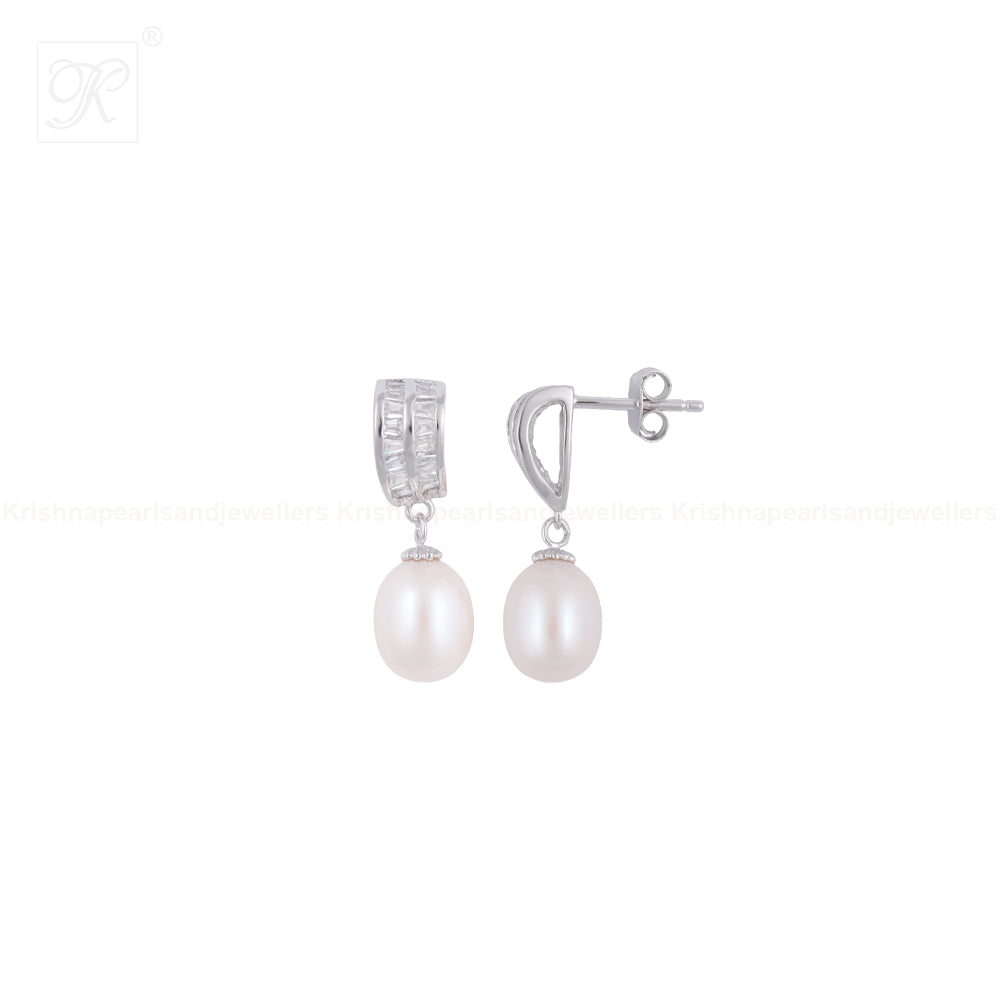 Radiant Drop Pearl Set – CZ Double-Band | Krishna Pearls and Jewellers