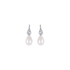 Teardrop Pearl Elegance Earrings with CZ | Krishna Pearls and Jewellers