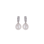 Classic CZ Hoop Drop Pearl Earrings | Krishna Pearls and Jewellers