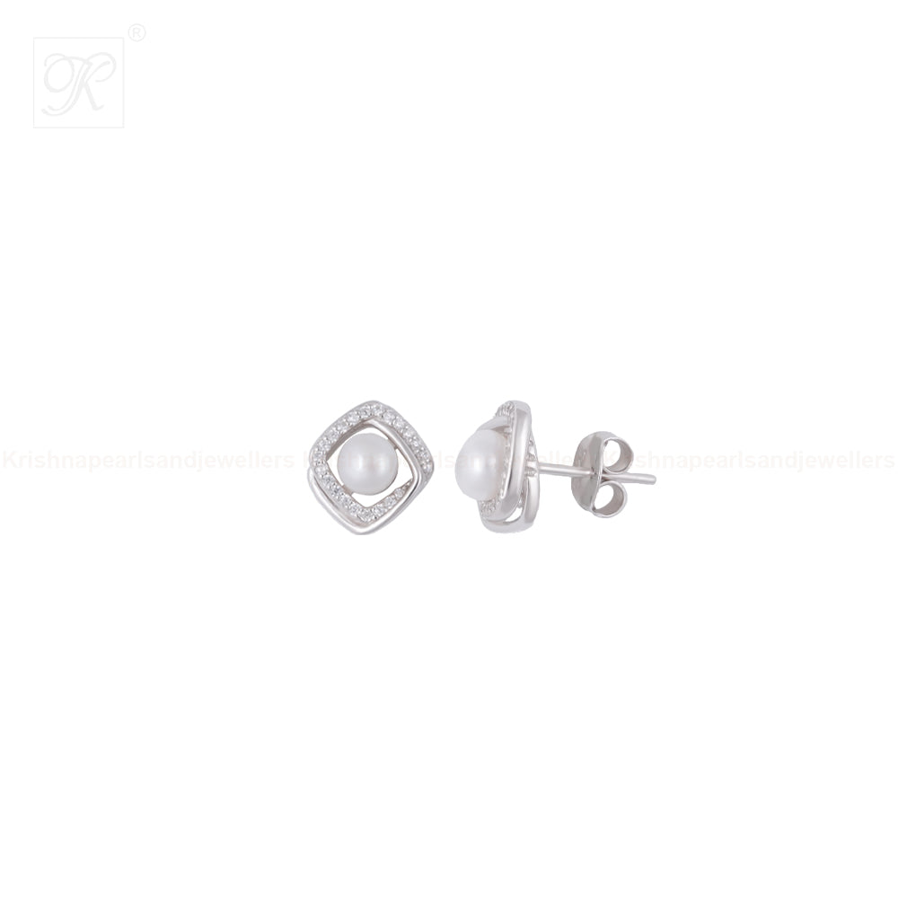 Diamond Frame White Pearl Ensemble | Krishna Pearls and Jewellers