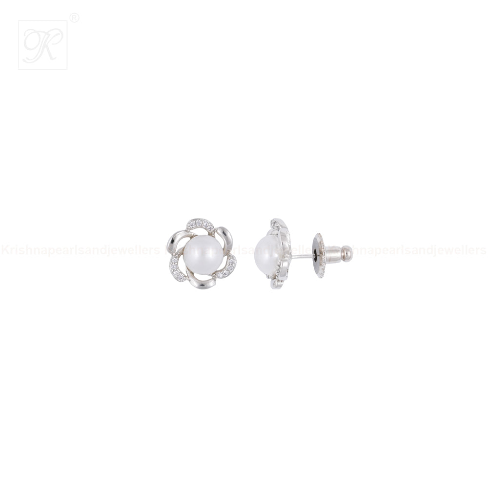 Silver Bloom Pearl Set Freshwater Pearl | Krishna Pearls and Jewellers