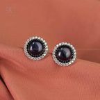 Lustrous Silver black pearls with cubic | Krishna Pearls and Jewellers