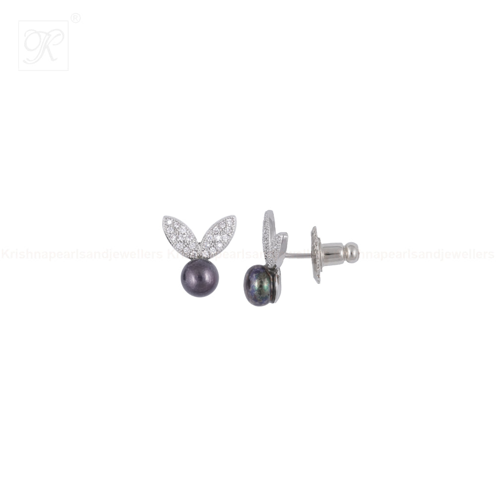 Black Pearl Wings Set Freshwater Pearl | Krishna Pearls and Jewellers