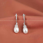 Elegant Silver Drop Earrings with CZ | Krishna Pearls and Jewellers