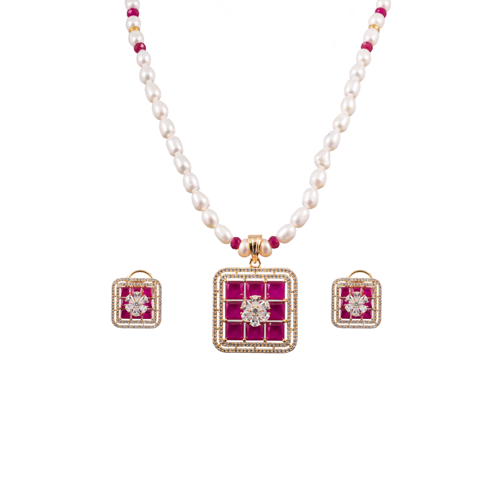 Flat Red With Cubic Zirconia Majesty Pearl | Krishna Pearls and Jewellers