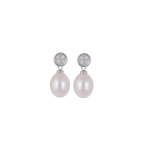 Radiant Pearl Drop CZ Earrings Freshwater | Krishna Pearls and Jewellers