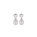Floral Spark CZ Drop Pearl Earrings | Krishna Pearls and Jewellers