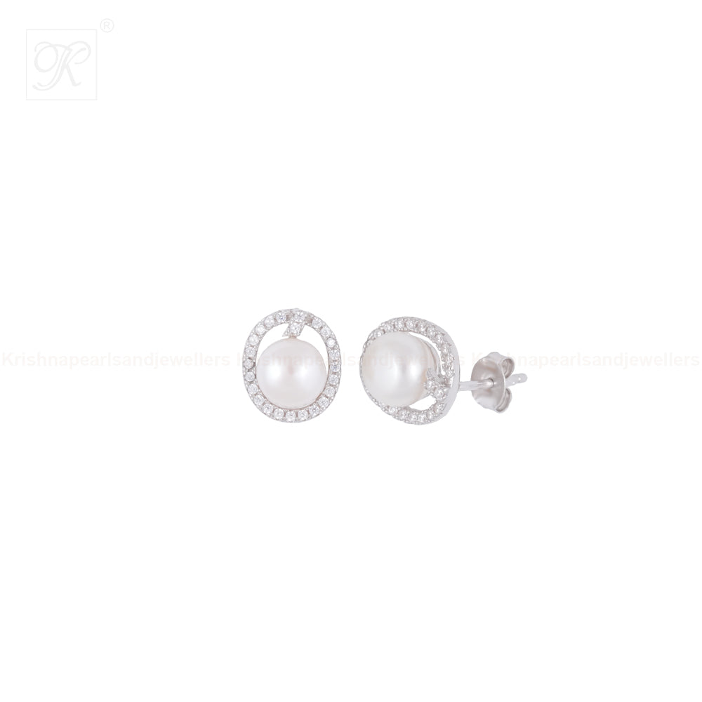 Luminous Halo Pearl Set – CZ Framed ROUND | Krishna Pearls and Jewellers