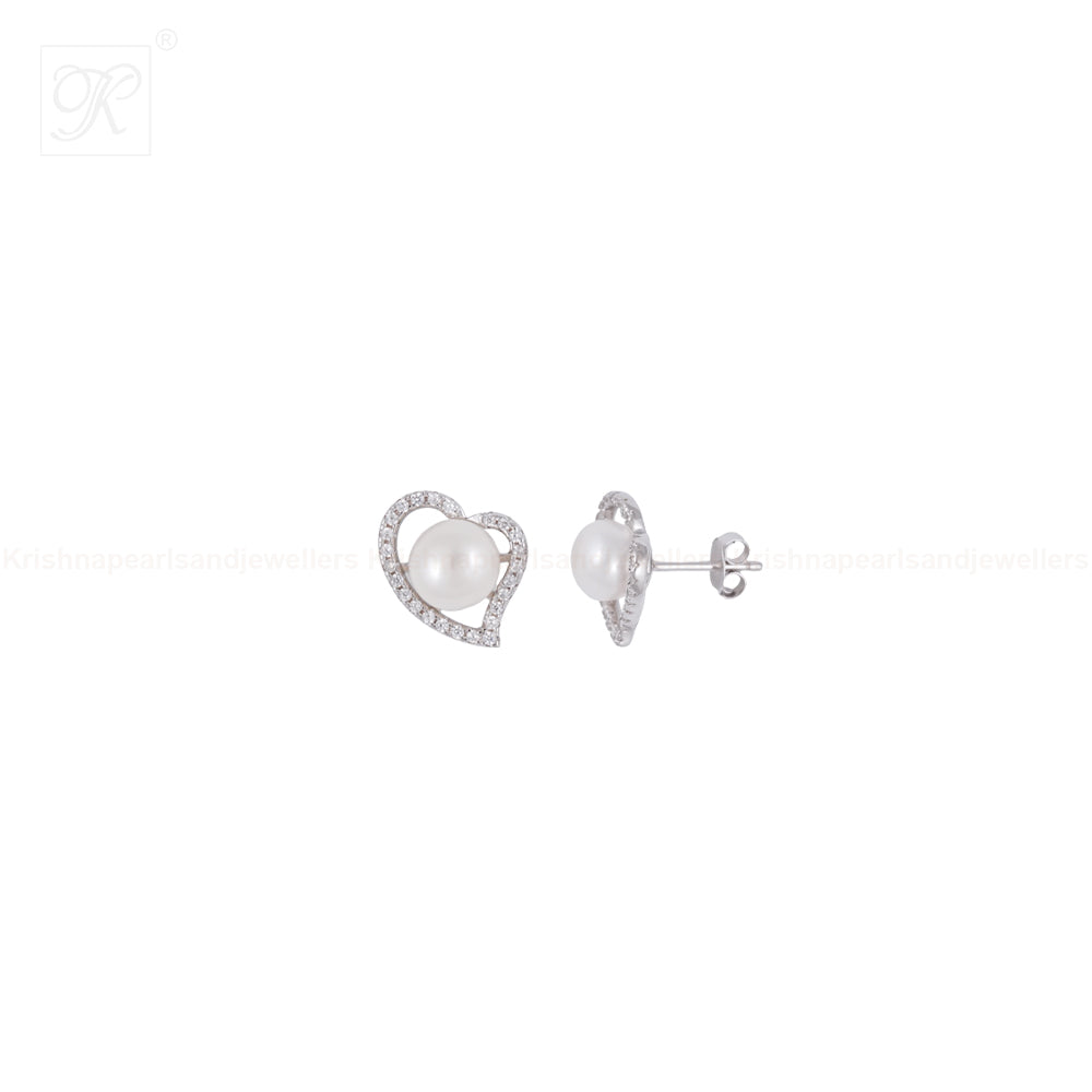Sparkling Heart Pearl Set – CZ-Studded Love | Krishna Pearls and Jewellers
